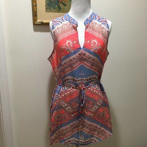 3 for $20 Sale: High Collar Red/Blue Georgette Tunic